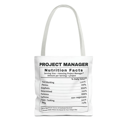 Tote Bag - All-Over-Print - Project Manager Nutritional Label