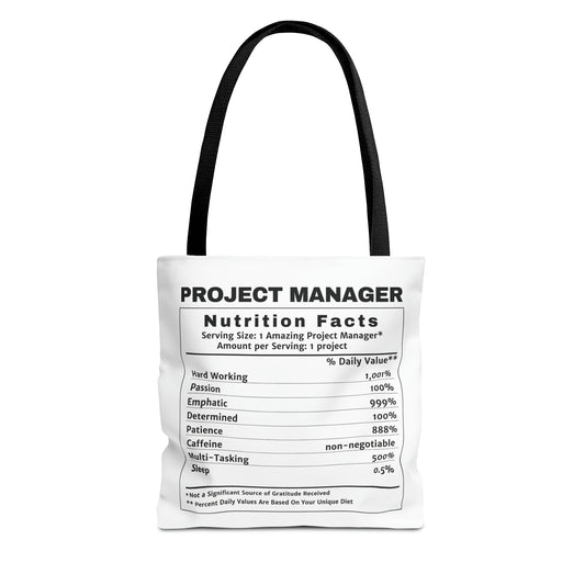 Tote Bag - All-Over-Print - Project Manager Nutritional Label