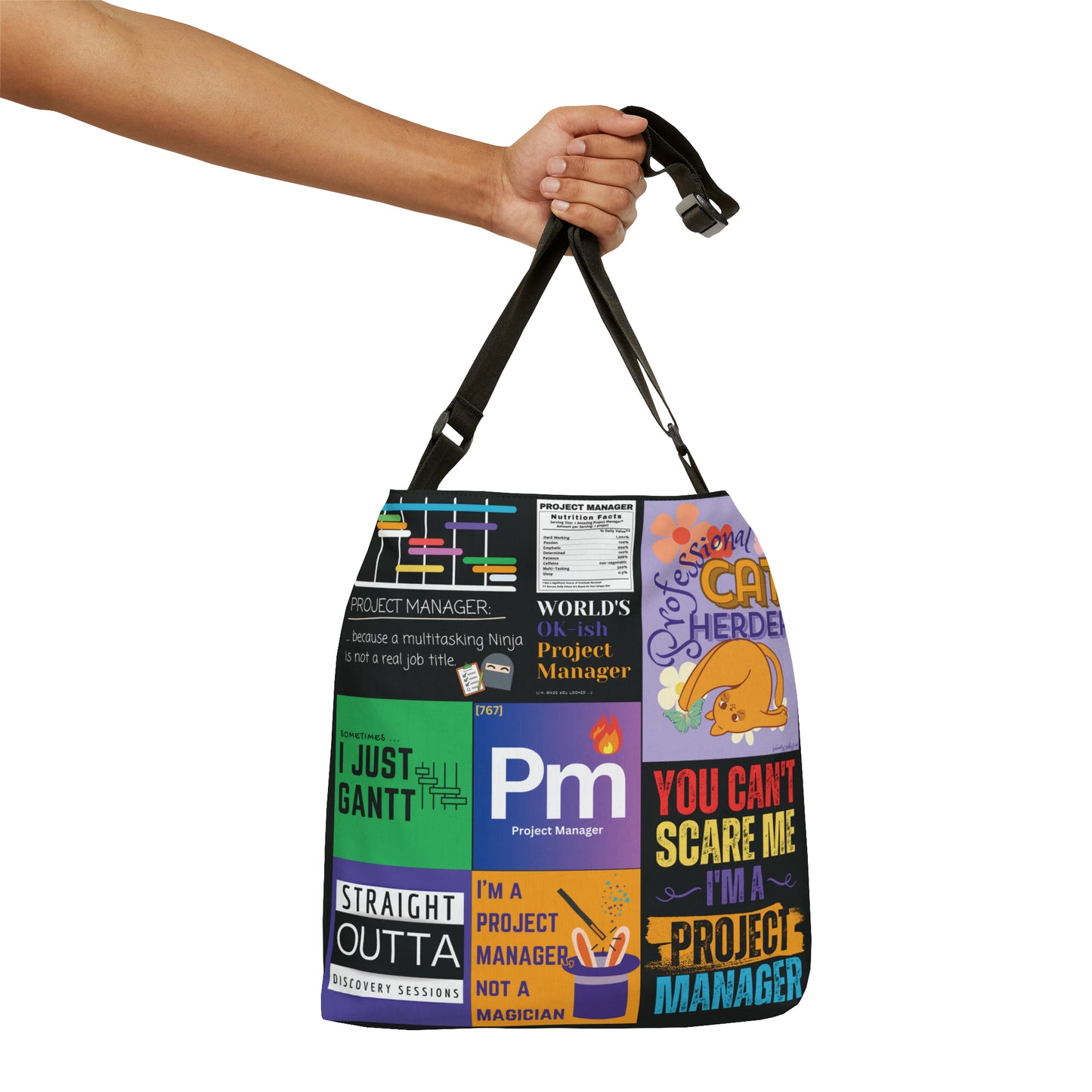 Tote Bag (Adjustable) - All-Over-Print - Project Manager icons