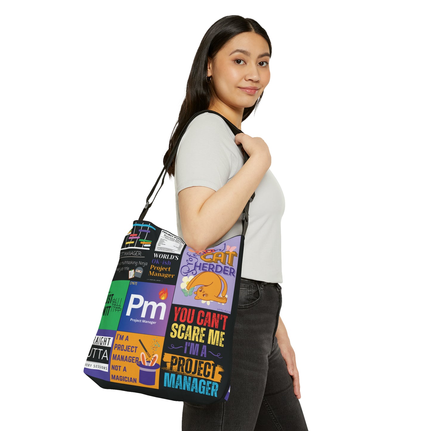 Tote Bag (Adjustable) - All-Over-Print - Project Manager icons