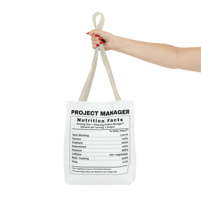 Tote Bag - All-Over-Print - Project Manager Nutritional Label