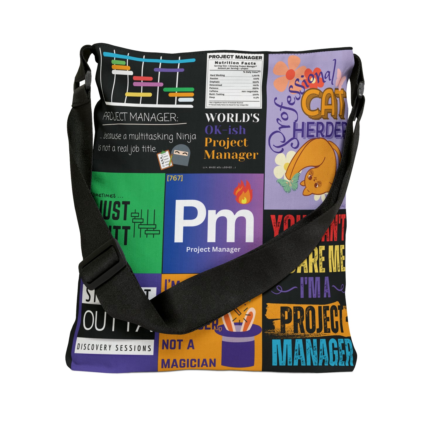 Tote Bag (Adjustable) - All-Over-Print - Project Manager icons