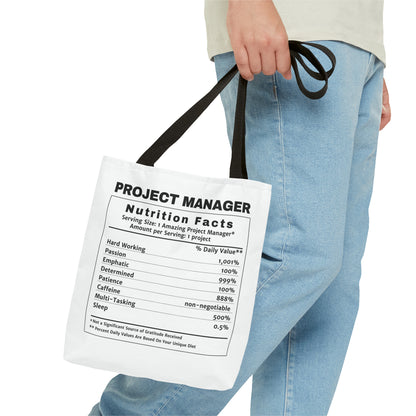 Tote Bag - All-Over-Print - Project Manager Nutritional Label